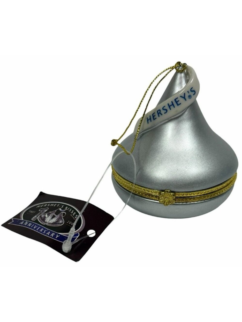 Kurt Adler Hershey's Chocolate Kiss Trinket Box Ornament 2007 Silver 100th Anniv